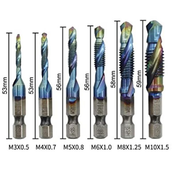 Kombinovane burgije za rezanje navoja HSS - 6kom