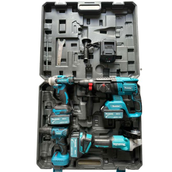 Komplet Makita Aku 4u1 - Udarni odvijač, brusilica, šrafilica, bušilica sa čekićem