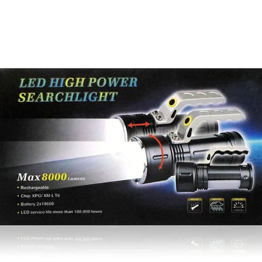 LED zum, punjiva, vodootporna ručna lampa - 8000 lumena