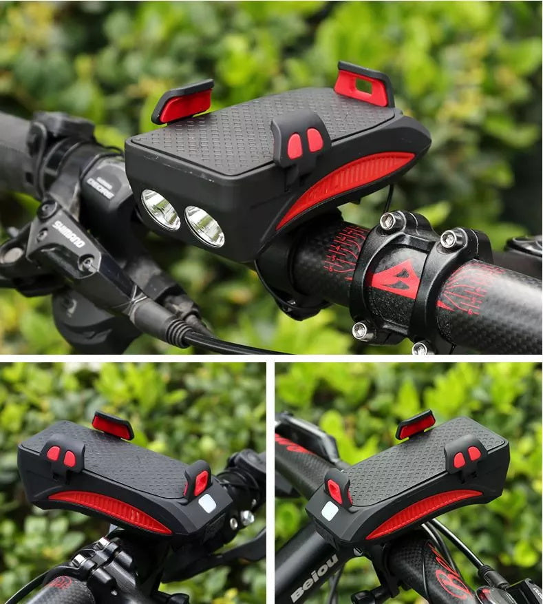 Lampa za bicikl + držač za mobilni + sirena