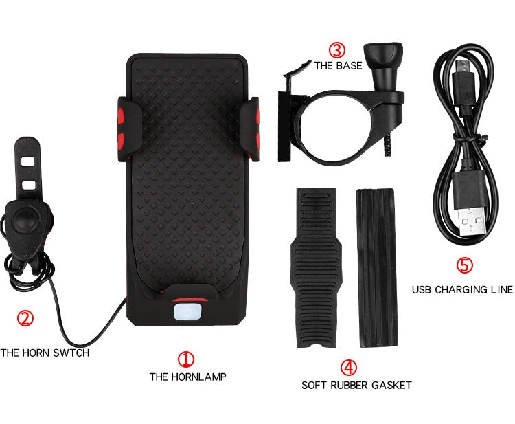 Lampa za bicikl + držač za mobilni + sirena