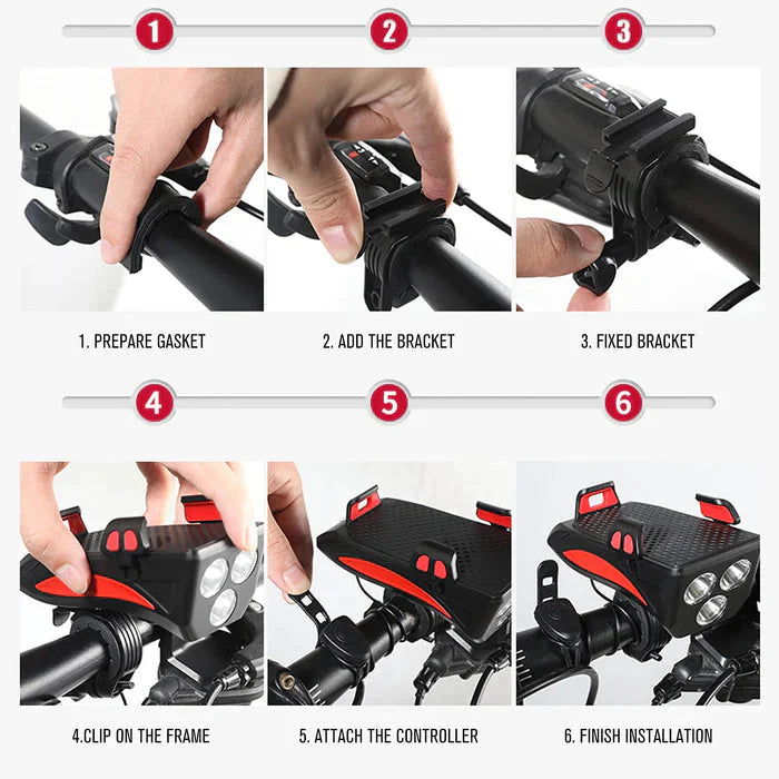 Lampa za bicikl + držač za mobilni + sirena