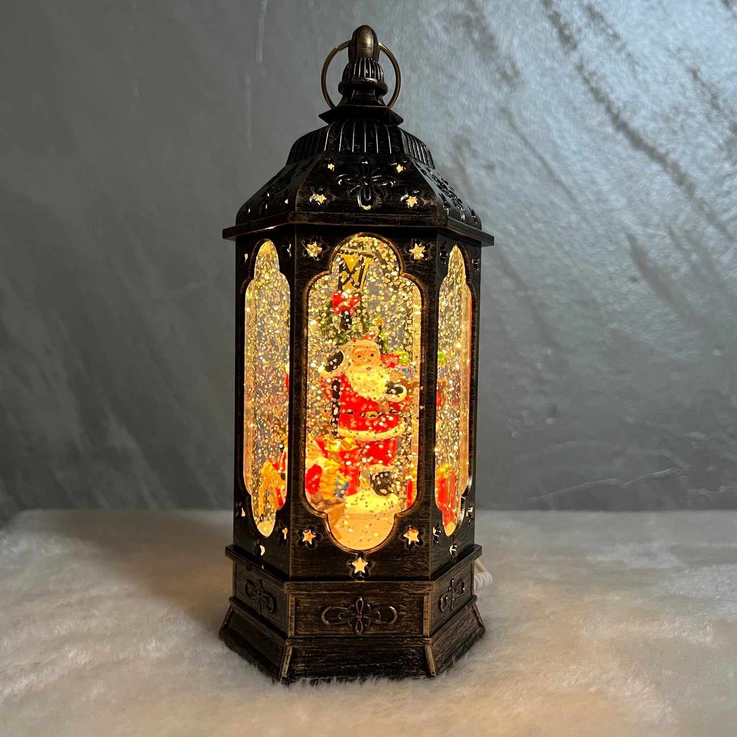 Mnogougaoni novogodišnji fenjer Deda Mraz - Novogodišnja dekoracija sa muzikom i LED osvetljenjem