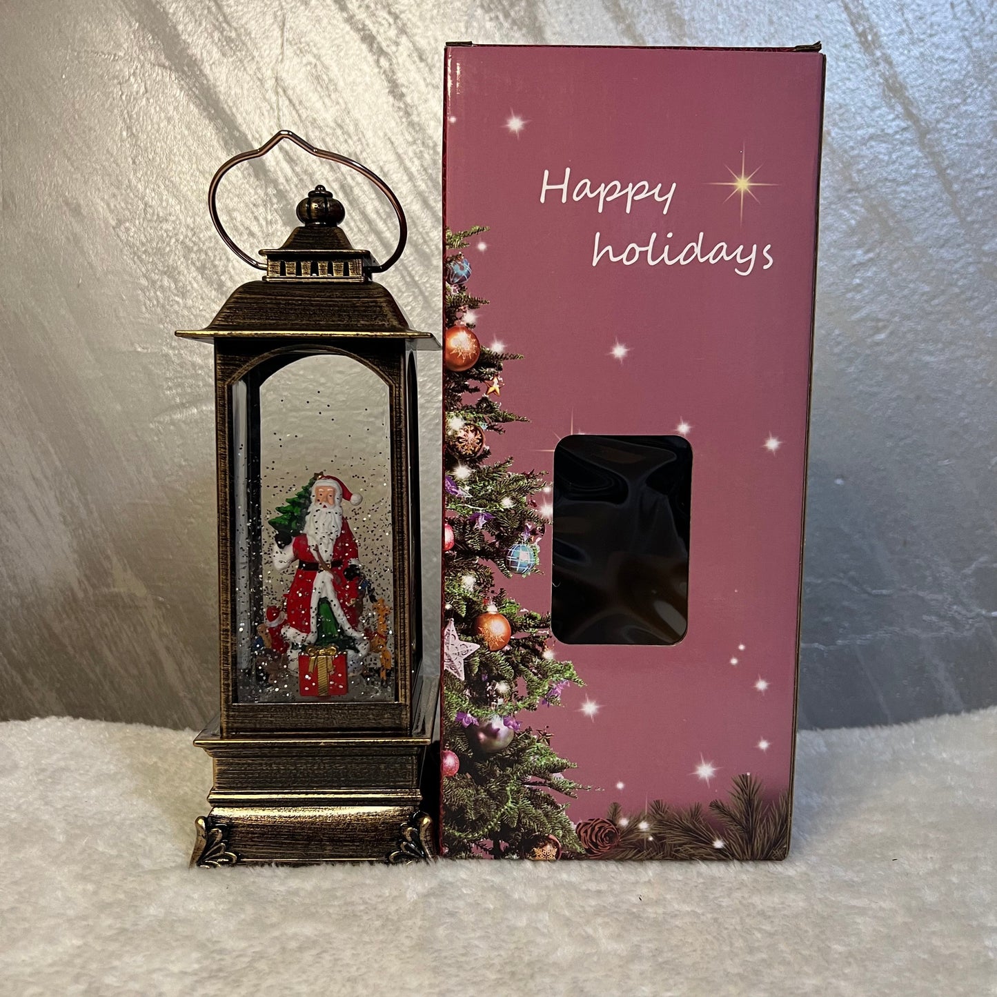 Veliki novogodišnji fenjer Deda Mraz, 29 cm - Novogodišnja dekoracija sa muzikom i LED osvetljenjem