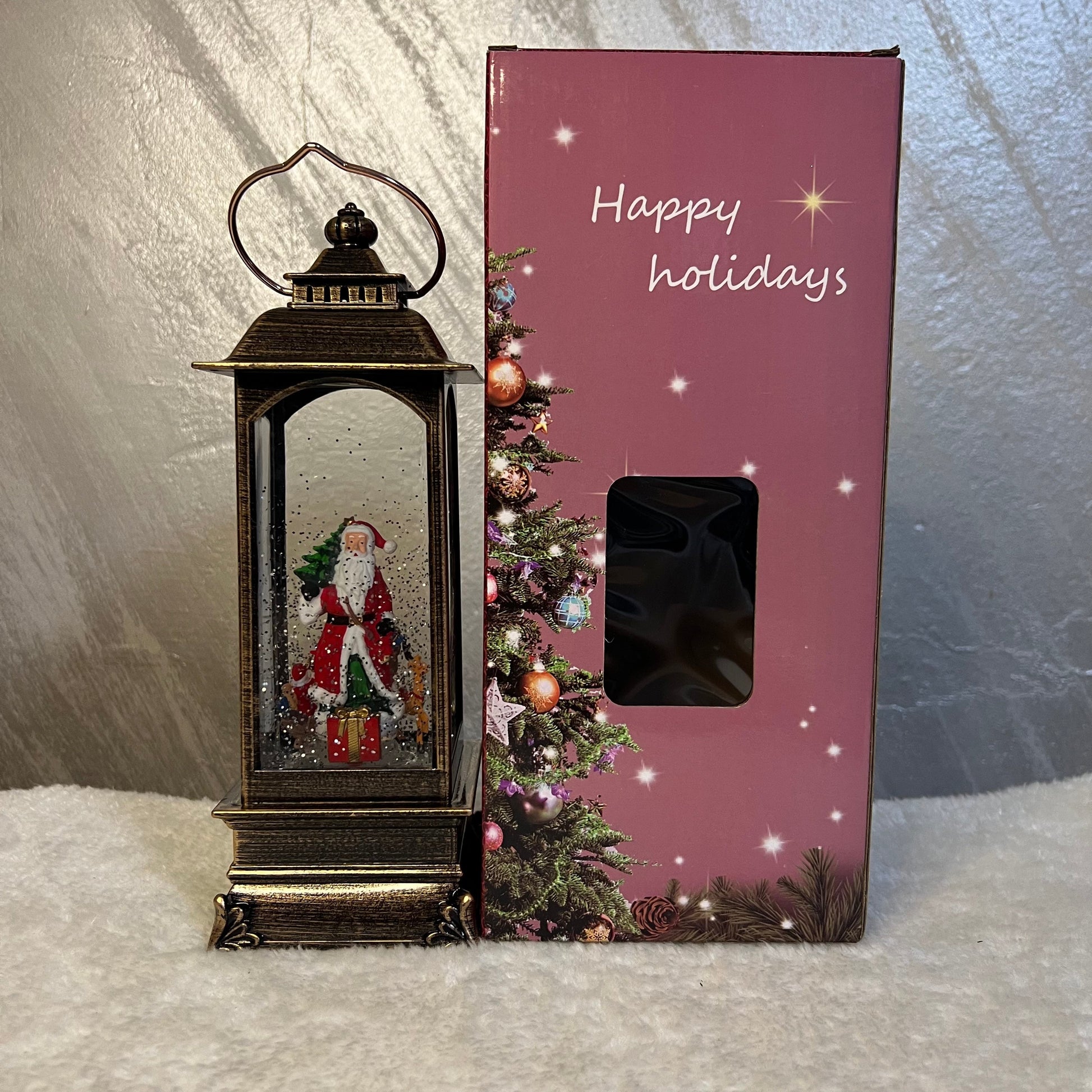 Veliki novogodišnji fenjer Deda Mraz, 29 cm - Novogodišnja dekoracija sa muzikom i LED osvetljenjem