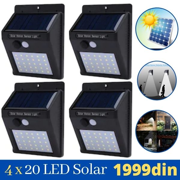 4 Solarna Led Reflektora sa 20 dioda